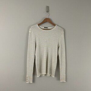 J McLaughlin Annette Neutral Stripe Rib Knit Sweater Size Large